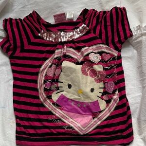 Hello Kitty by Sanrio Pink and Black Striped Tee